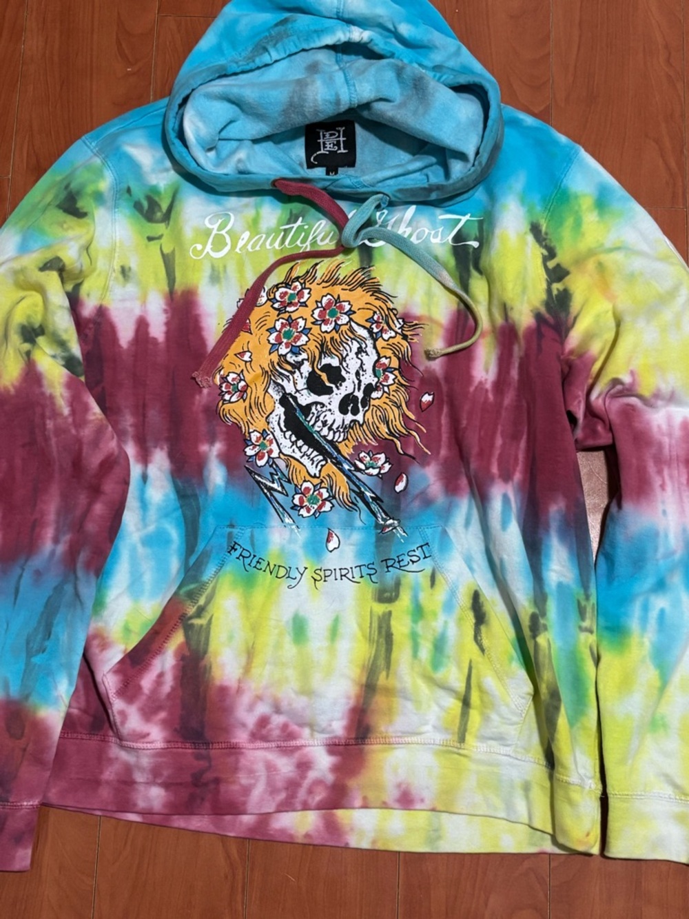 Ed Hardy Tie-Dye Hoodie Sweater in Blue, Yellow, Green, Burgundy